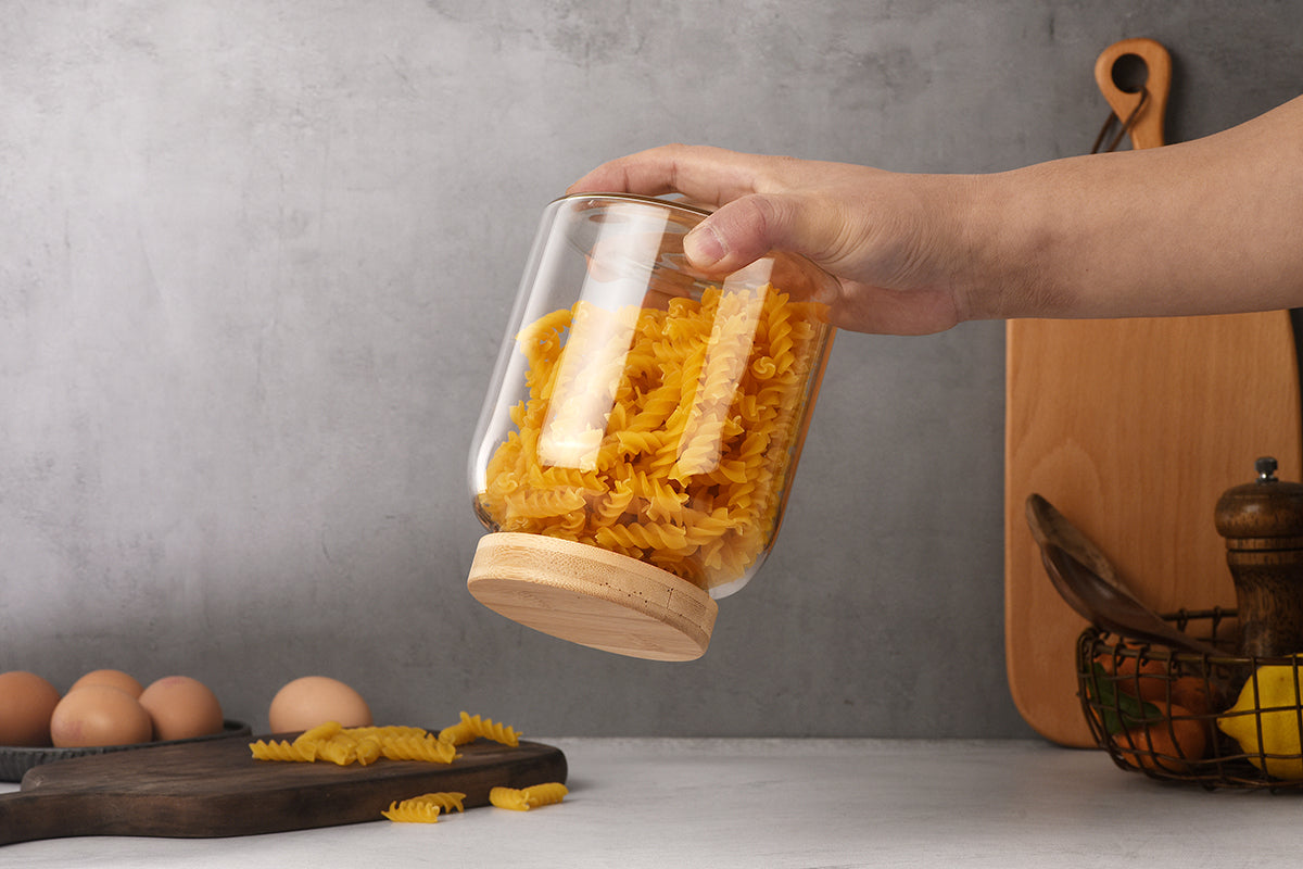 Bamboo Wood Storage Jar with Screw-Top Lid