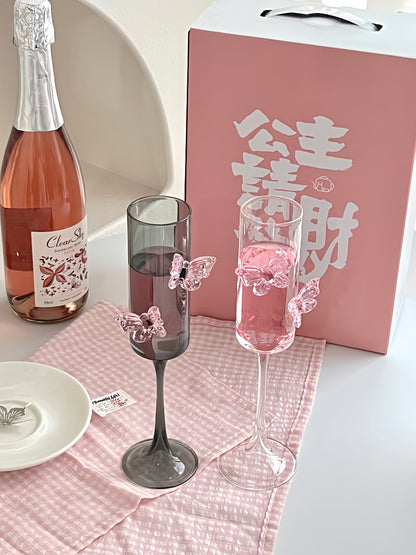 Pink Bow Wine Glass