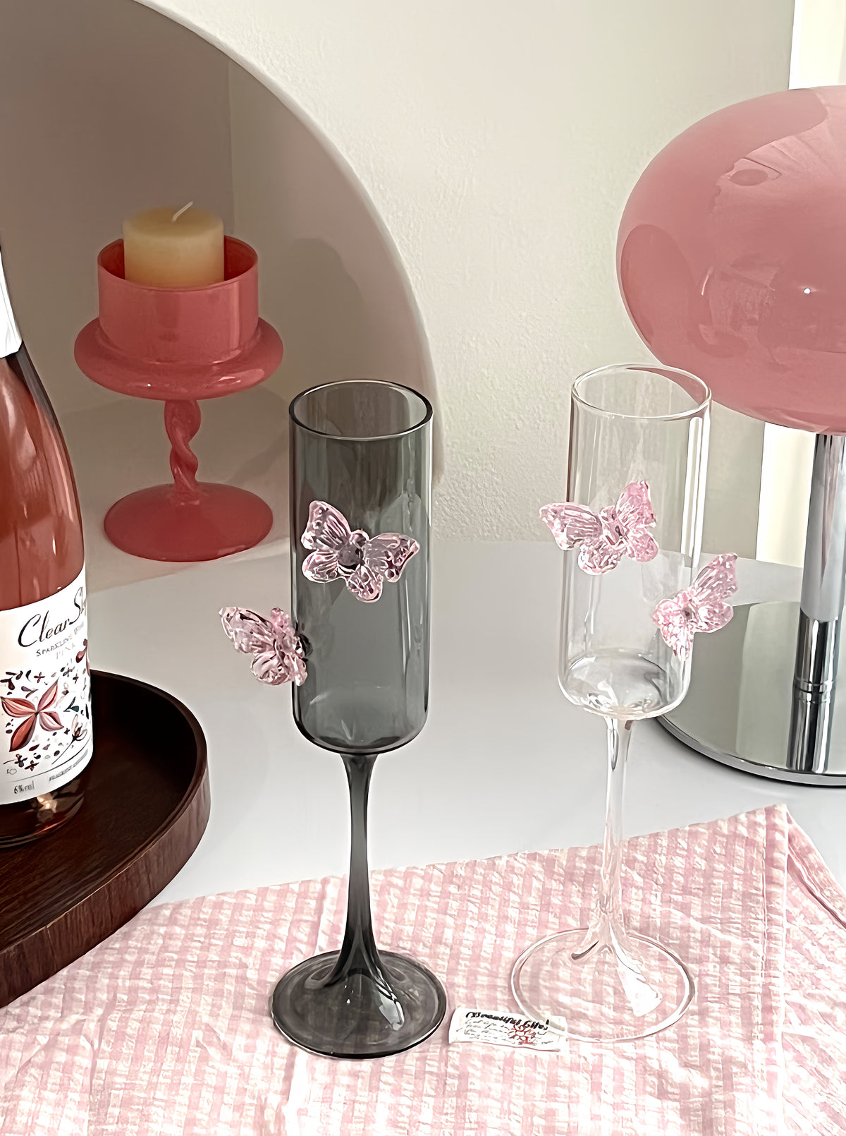 Pink Bow Wine Glass