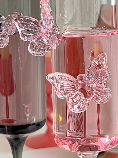 Pink Bow Wine Glass