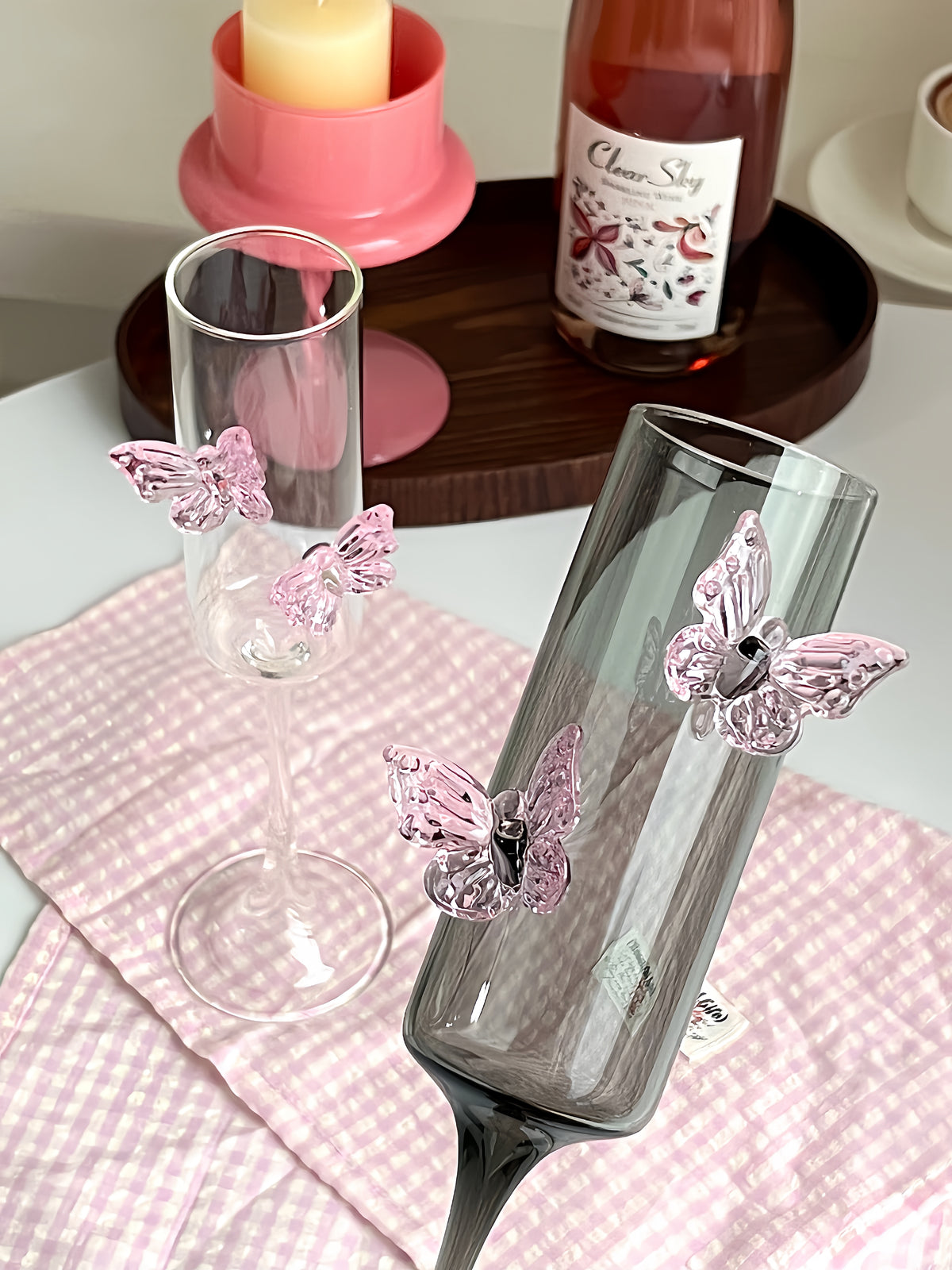 Pink Bow Wine Glass