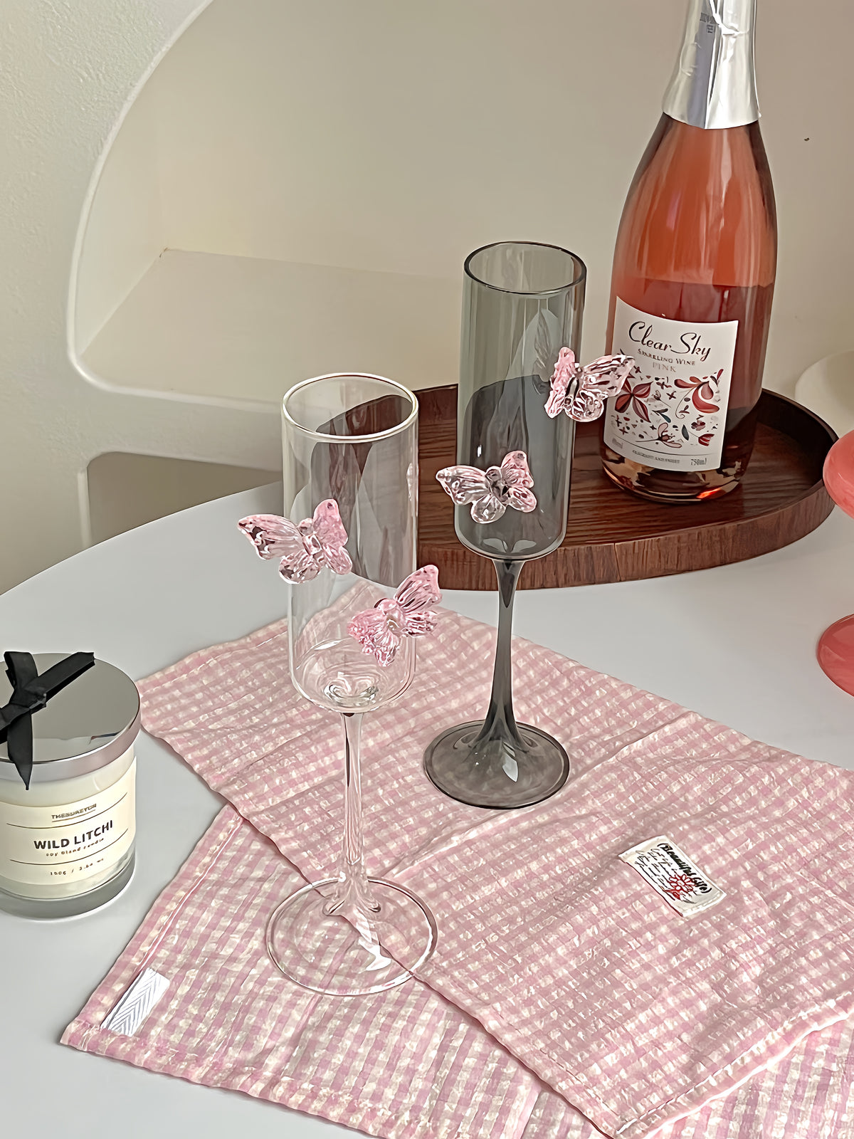 Pink Bow Wine Glass