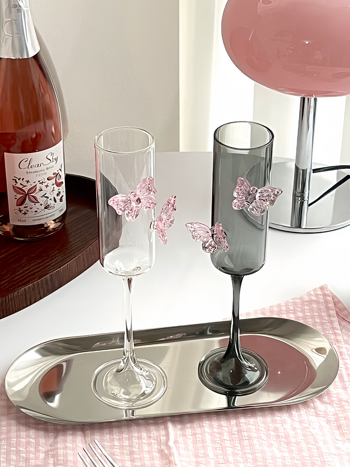 Pink Bow Wine Glass