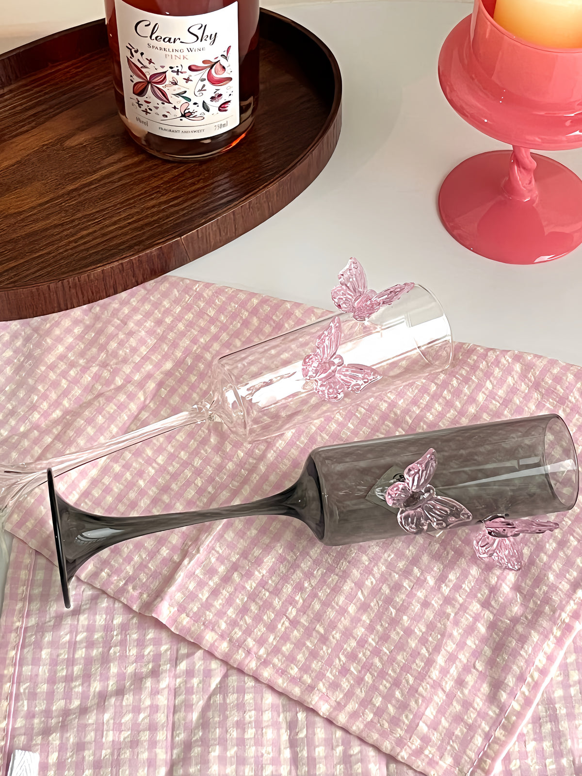Pink Bow Wine Glass