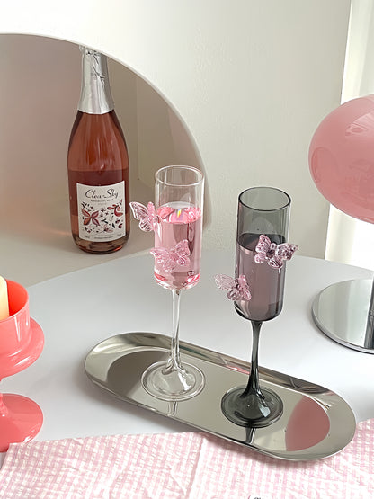 Pink Bow Wine Glass