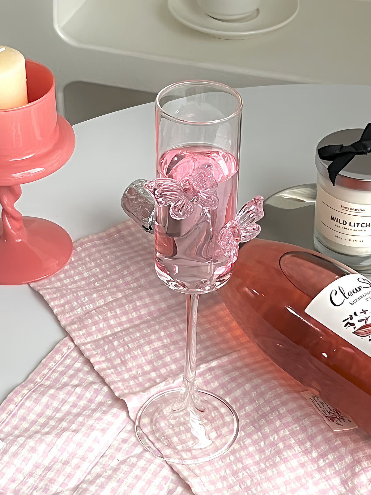 Pink Bow Wine Glass