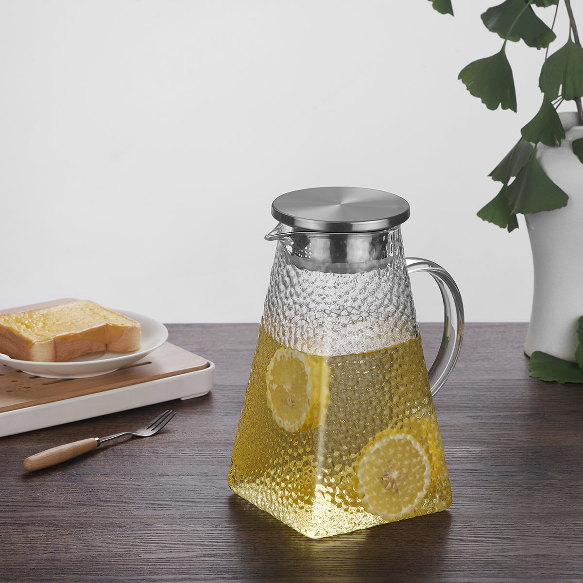 Square Hammered Water Pitcher