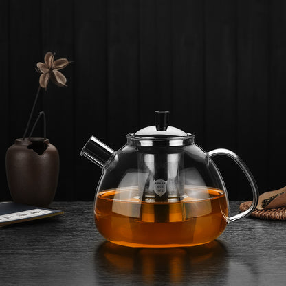 Round Stainless Steel Strainer Teapot