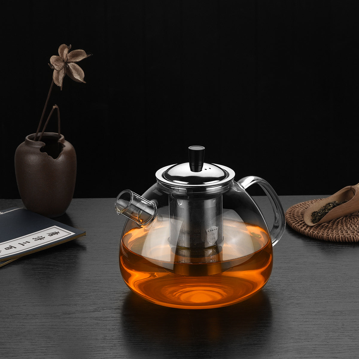 Round Stainless Steel Strainer Teapot