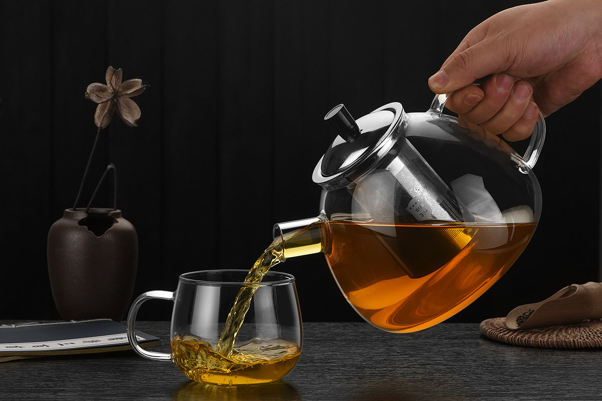 Round Stainless Steel Strainer Teapot