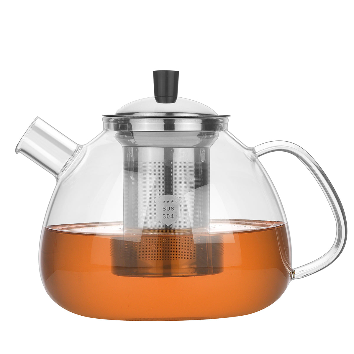 Round Stainless Steel Strainer Teapot