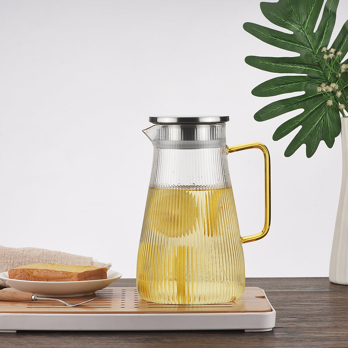 Hammered Square-Handle Water Pitcher