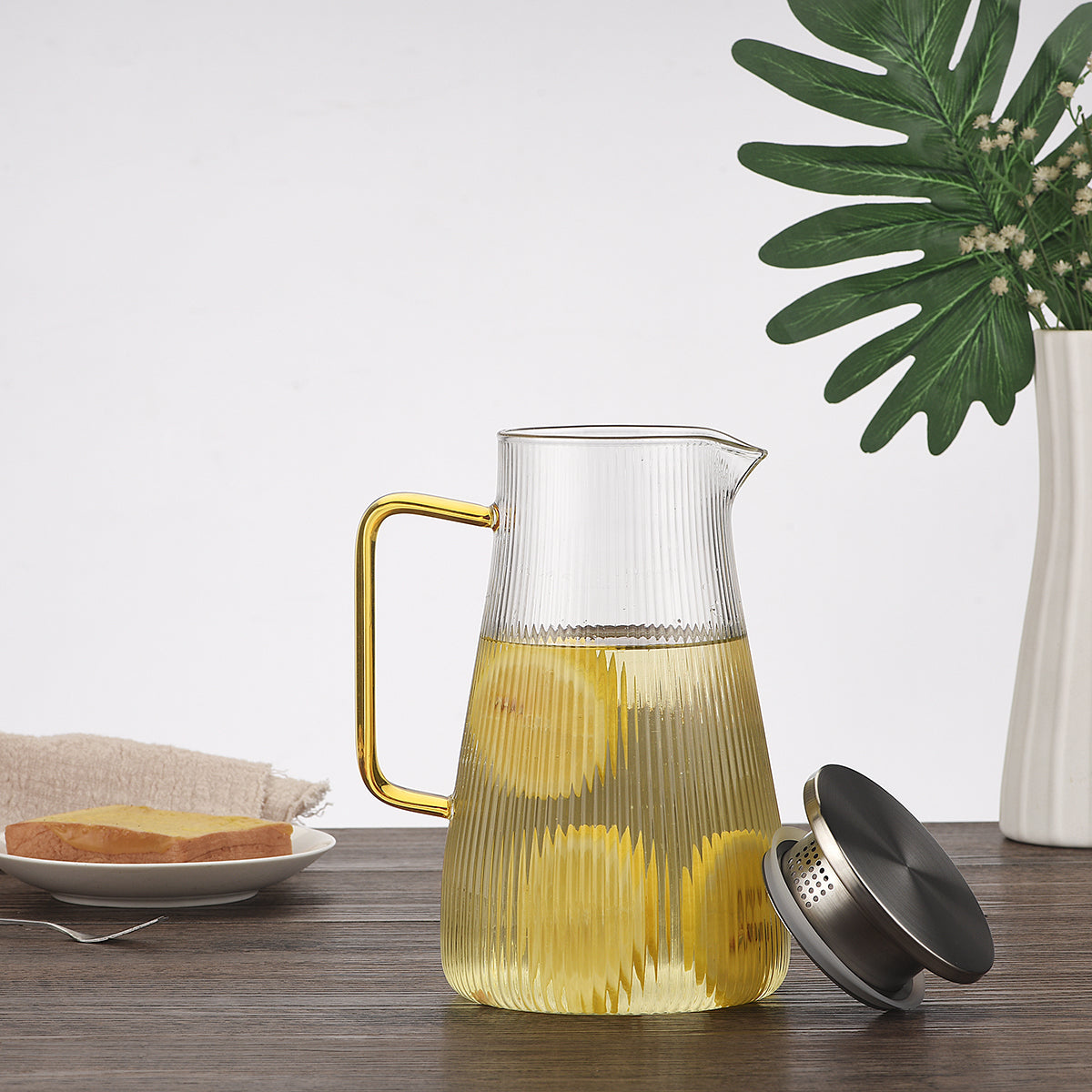 Hammered Square-Handle Water Pitcher