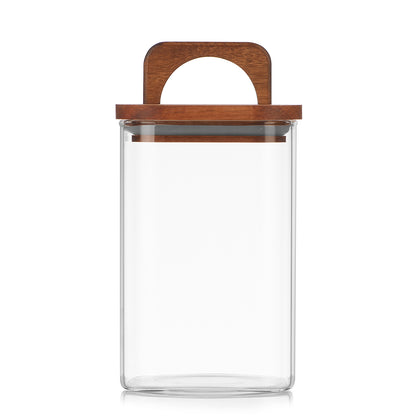 Square Storage Jar with Wooden Lid