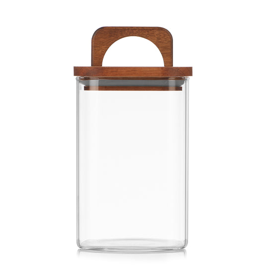 Square Storage Jar with Wooden Lid