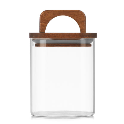 Square Storage Jar with Wooden Lid