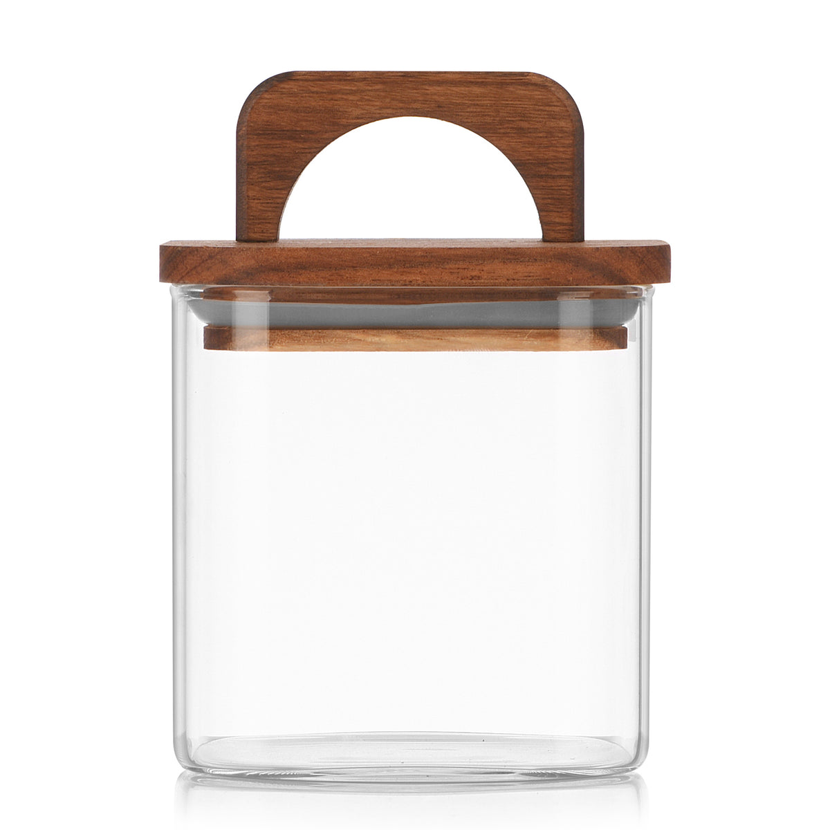 Square Storage Jar with Wooden Lid