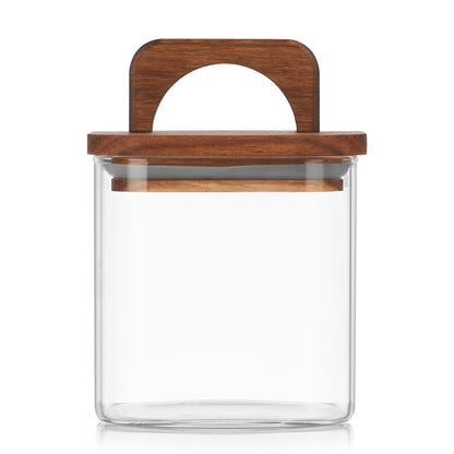 Square Storage Jar with Wooden Lid