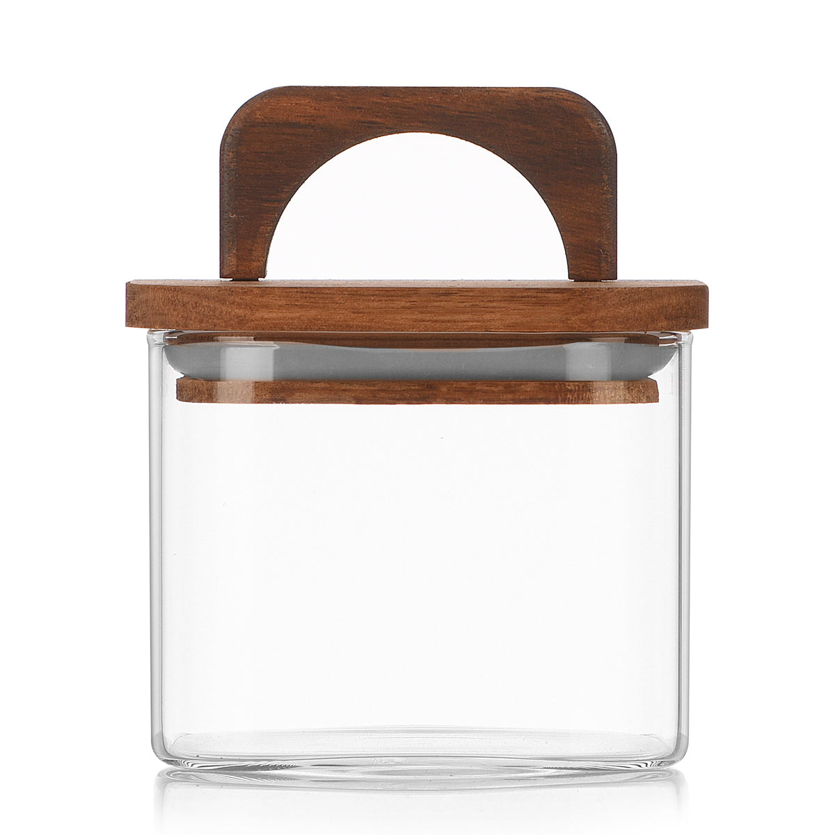 Square Storage Jar with Wooden Lid