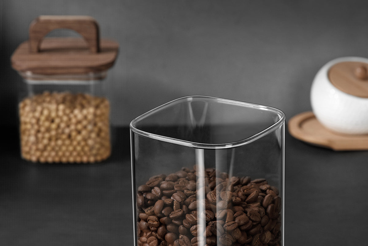 Square Storage Jar with Wooden Lid