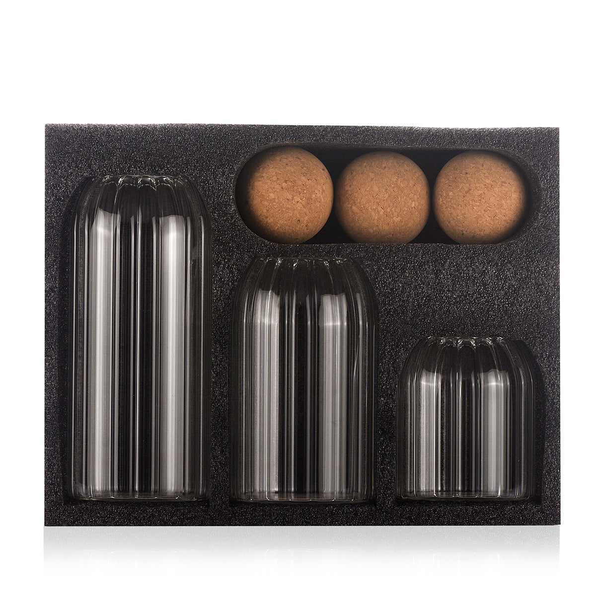 Ribbed Storage Jar with Cork Lid