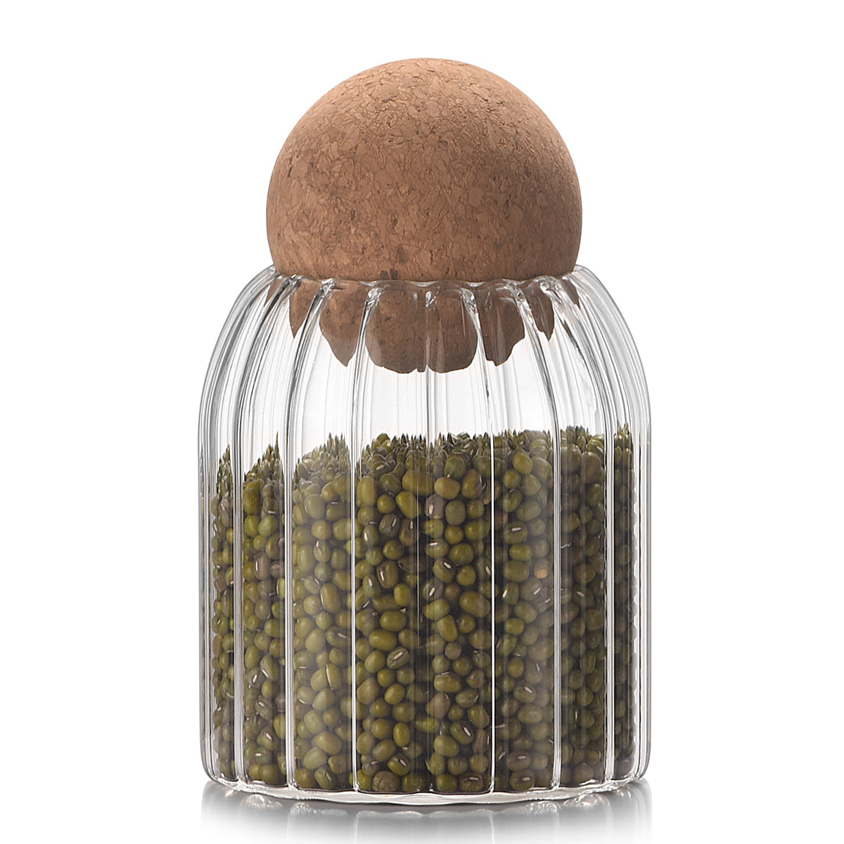 Ribbed Storage Jar with Cork Lid