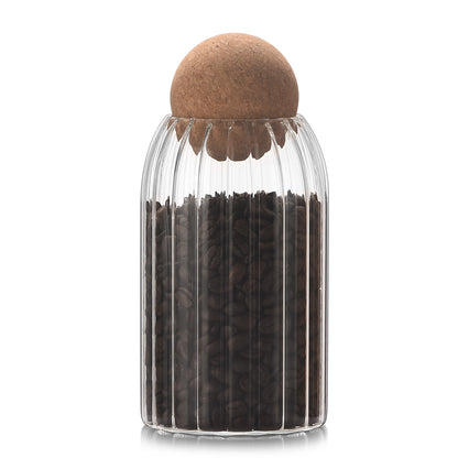 Ribbed Storage Jar with Cork Lid