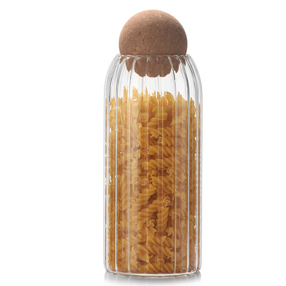Ribbed Storage Jar with Cork Lid