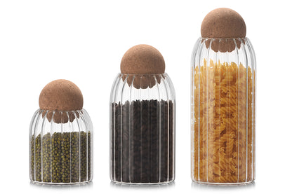 Ribbed Storage Jar with Cork Lid