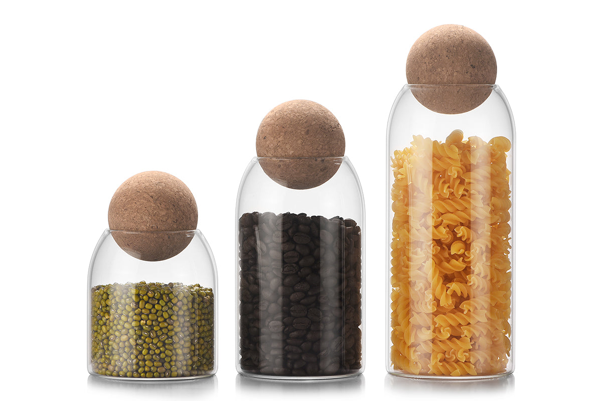 Round Storage Jar with Cork Lid
