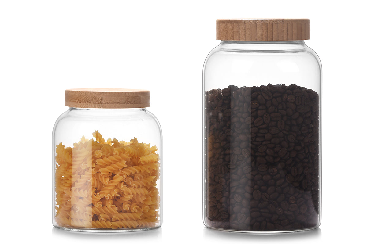 Bamboo Wood Storage Jar with Screw-Top Lid