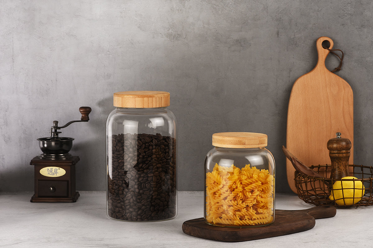 Bamboo Wood Storage Jar with Screw-Top Lid