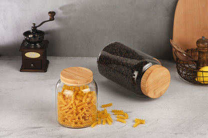 Bamboo Wood Storage Jar with Screw-Top Lid