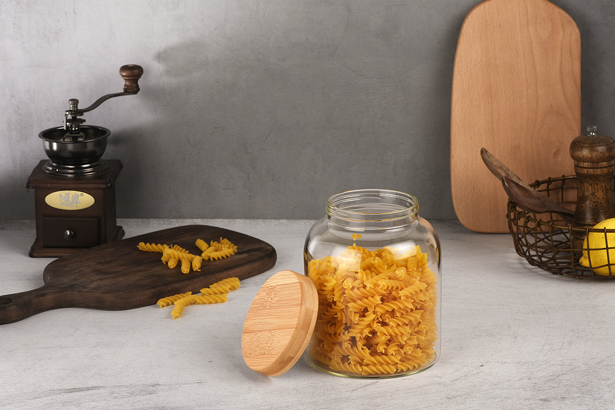 Bamboo Wood Storage Jar with Screw-Top Lid