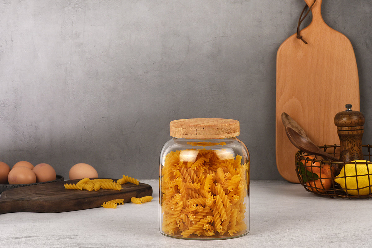 Bamboo Wood Storage Jar with Screw-Top Lid