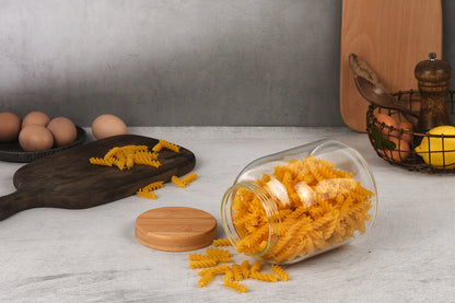 Bamboo Wood Storage Jar with Screw-Top Lid
