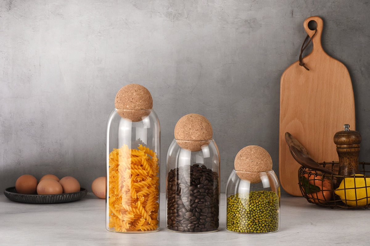 Round Storage Jar with Cork Lid