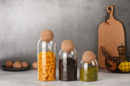 Round Storage Jar with Cork Lid