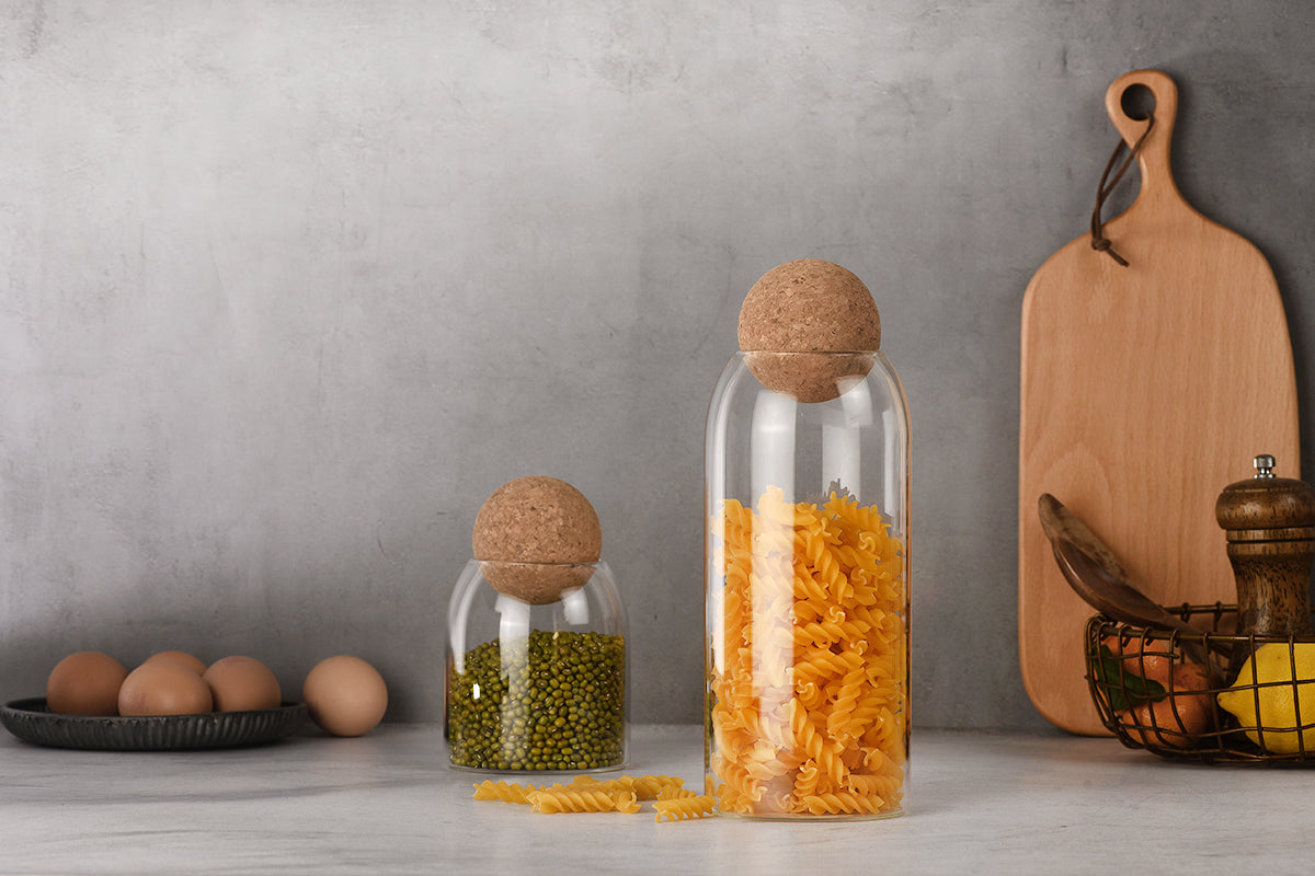 Round Storage Jar with Cork Lid