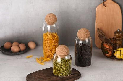 Round Storage Jar with Cork Lid