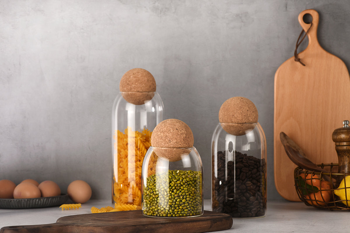 Round Storage Jar with Cork Lid
