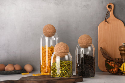 Round Storage Jar with Cork Lid