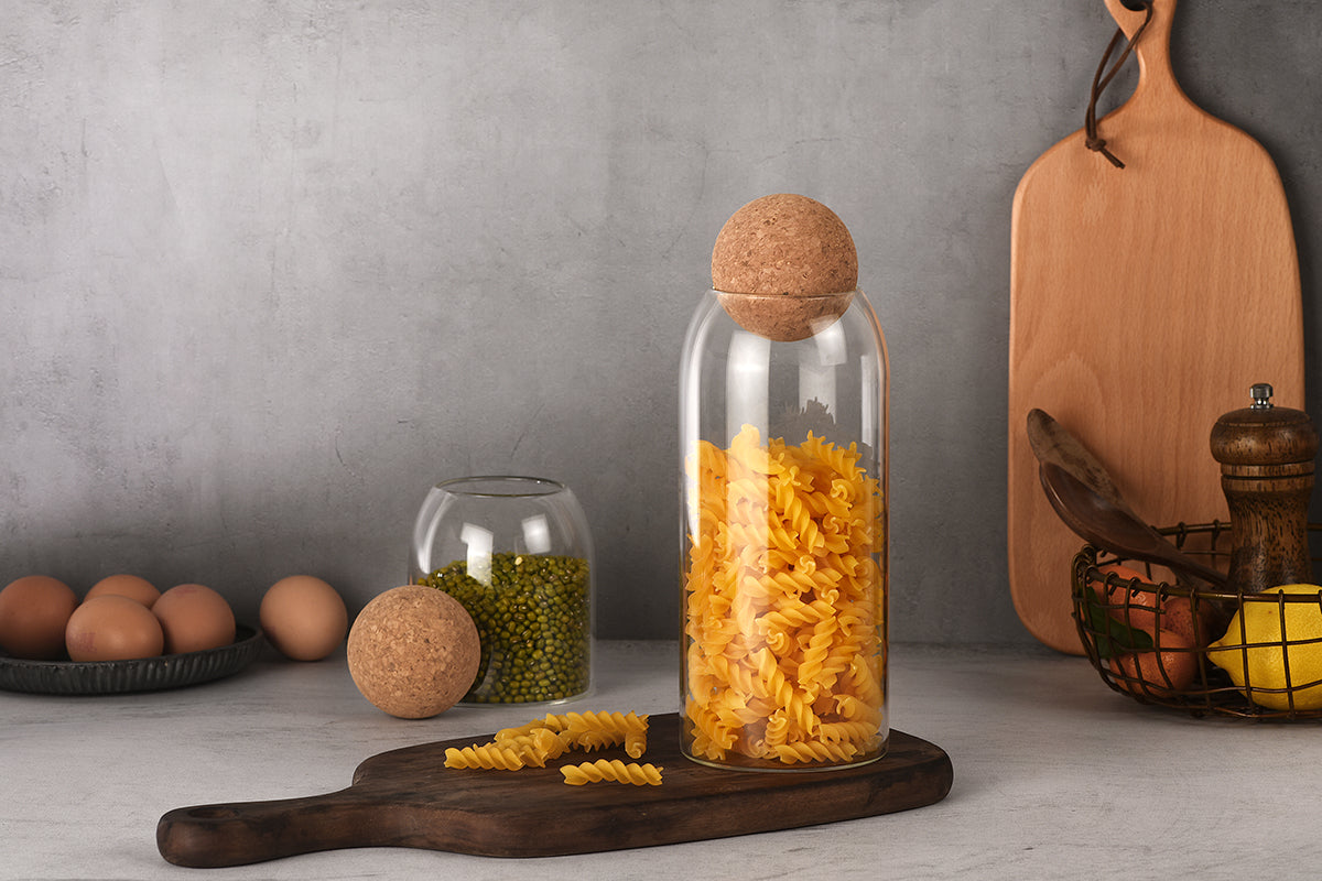 Round Storage Jar with Cork Lid