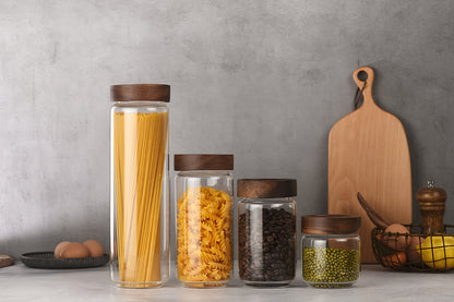 Wood Storage Jar with Screw-Top Lid