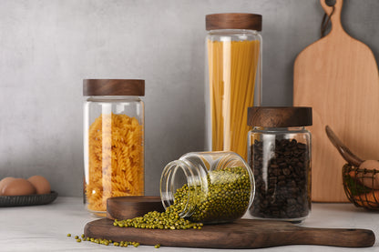 Wood Storage Jar with Screw-Top Lid