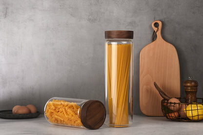 Wood Storage Jar with Screw-Top Lid