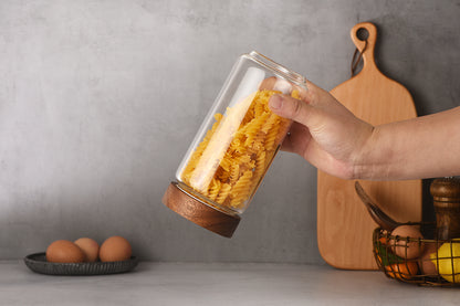 Wood Storage Jar with Screw-Top Lid