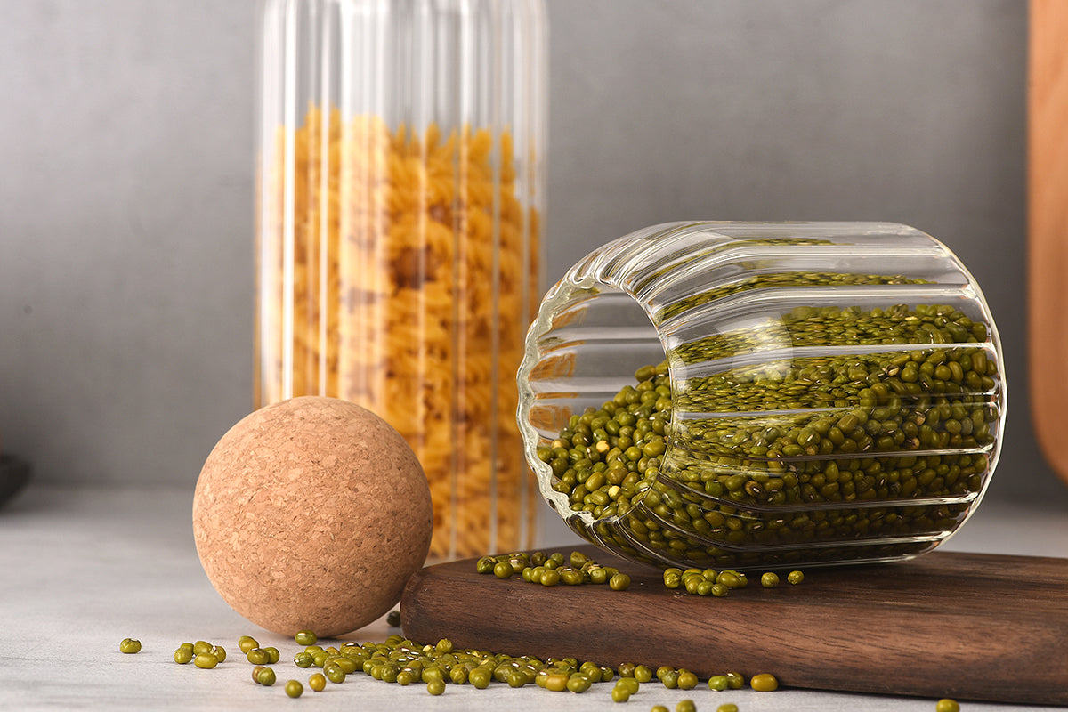 Ribbed Storage Jar with Cork Lid