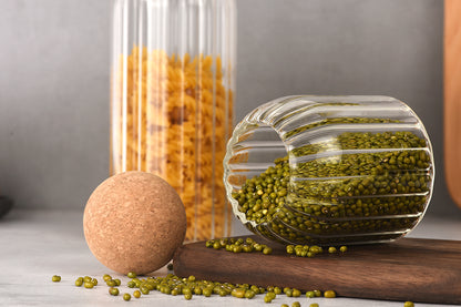Ribbed Storage Jar with Cork Lid