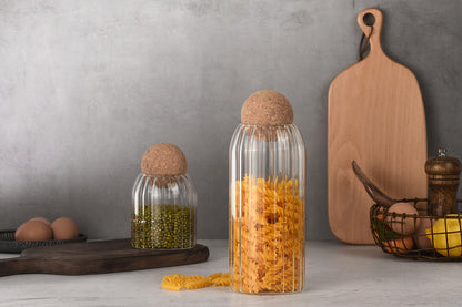 Ribbed Storage Jar with Cork Lid